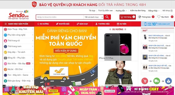 bán hàng online trên Sendo