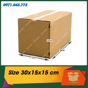 Combo 20 hộp carton nhỏ 3 lớp MS: P80-size: 30x15x15 cm